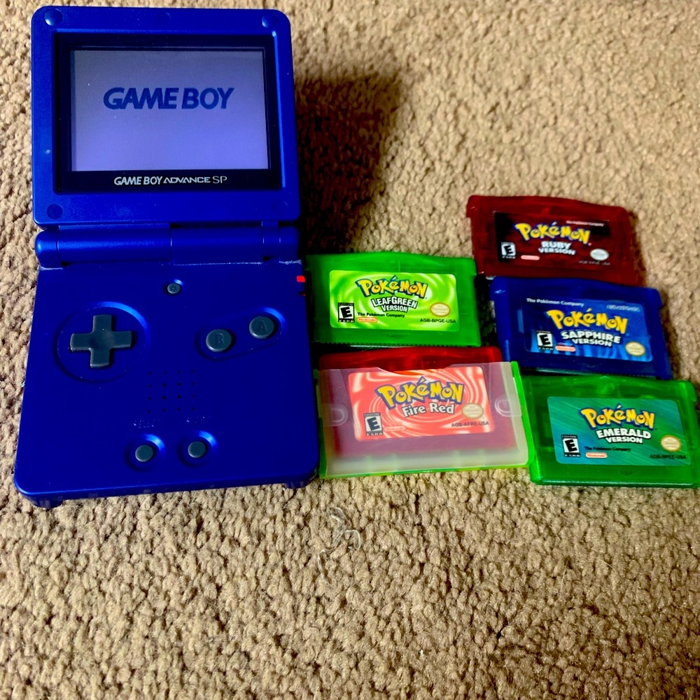 GameBoy Advance with 5 Pokémon games